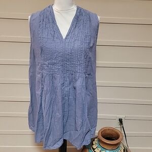 Slate Blue Gray Beachy Sleeveless Mini Dress or Tunic with Flowy Comfort